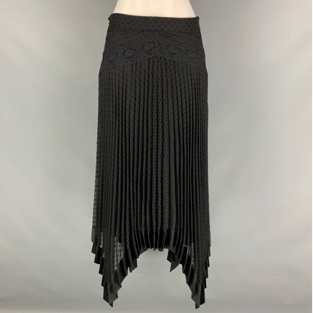 ZIMMERMANN Size 2 Black Viscose Polyester Dots Asymmetrical Skirt